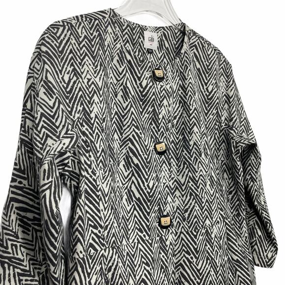 CAbi Zigzag Ponte Knit Jacket Grey/White Size Medium - Picture 6 of 10